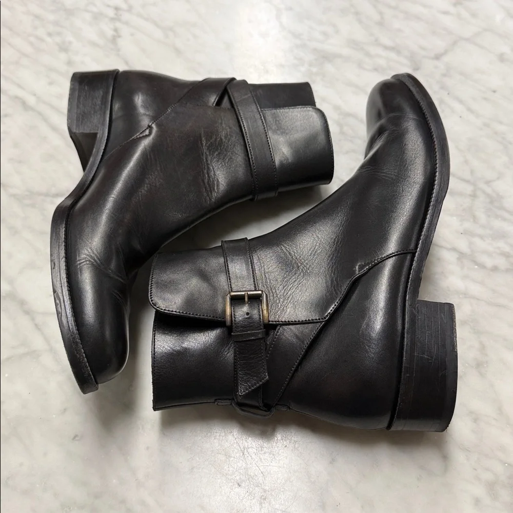 Men's Brooks Brothers Black Ankle Strap Buckle Leather Dress Boot Size 9